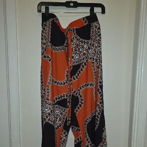 SHEIN Orange and Black Wide Leg Pants